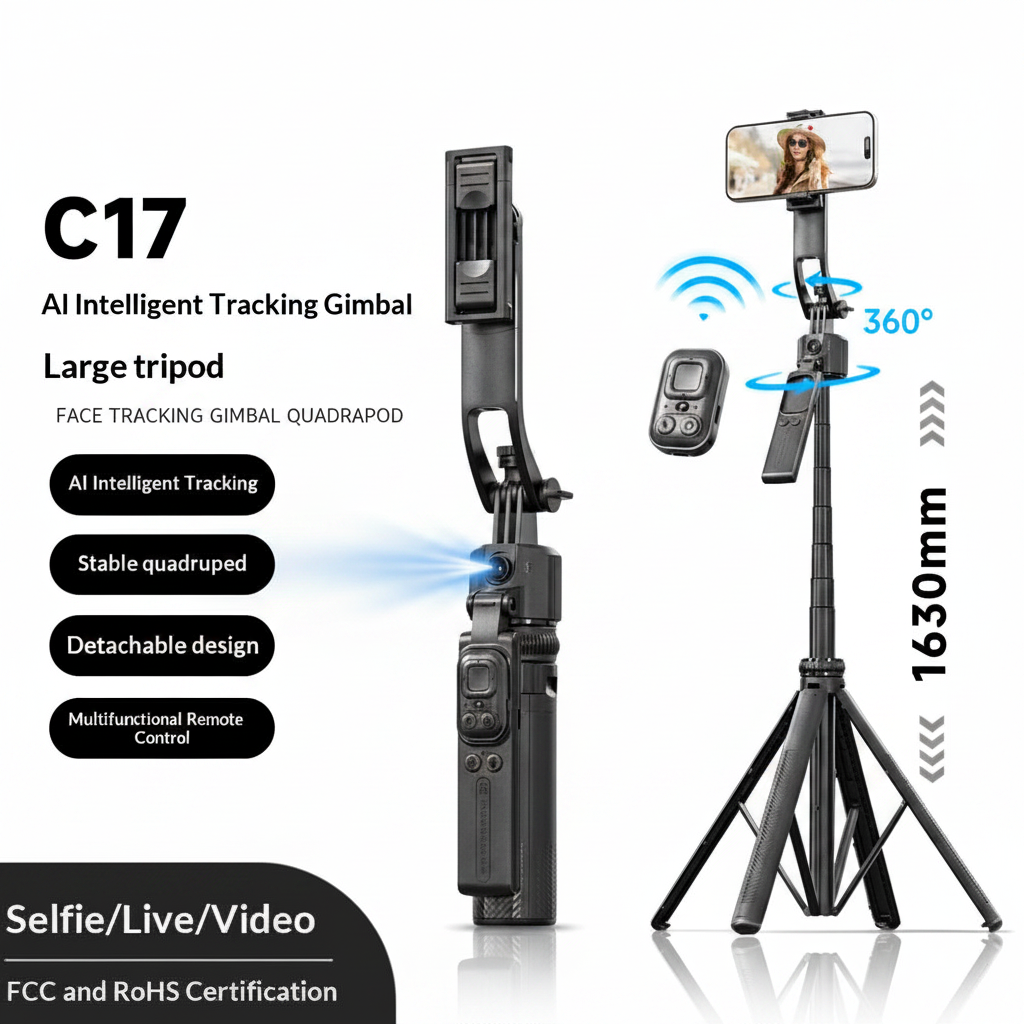 C17 Smartphone Selfie Stick Smart  Stabilized Extendable Gimbal With Full Auto Mode