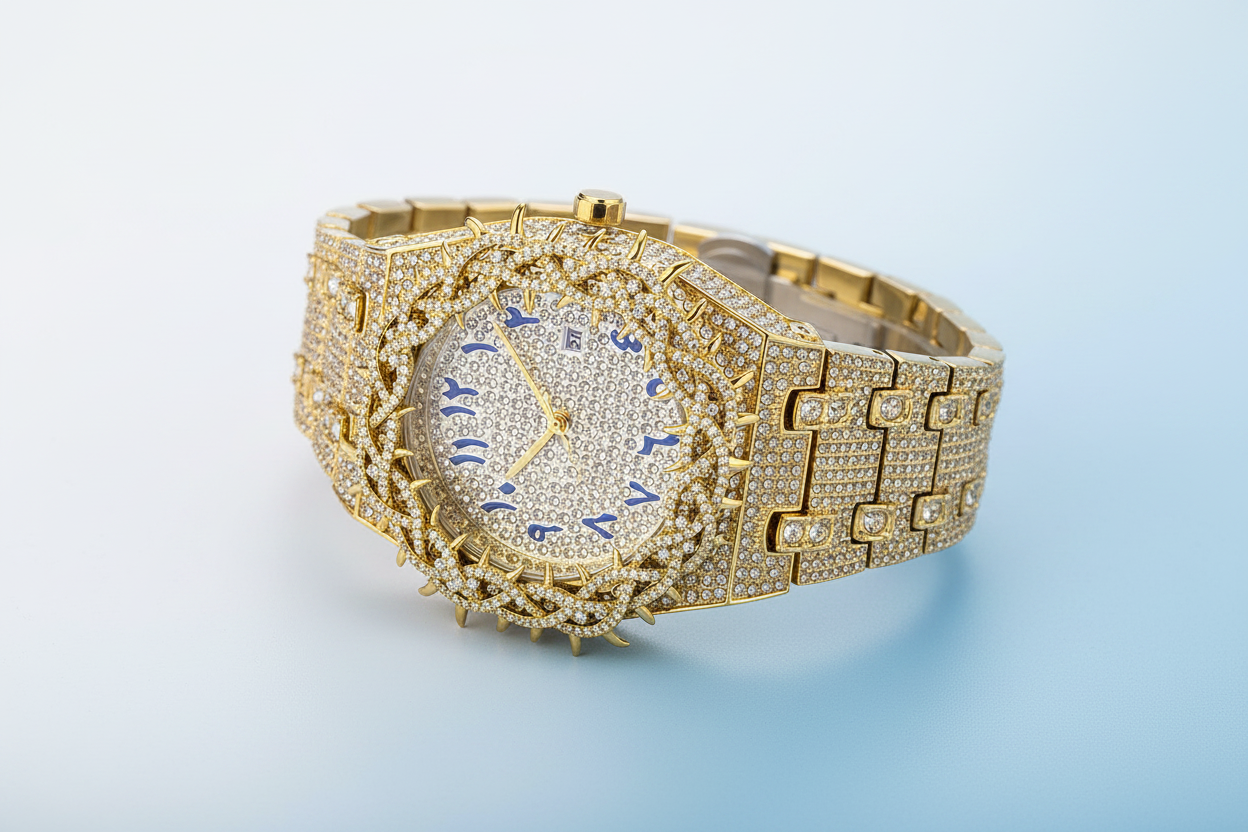 Alexia Nova Men's Luxury Mesh Quartz Watch — Gold & Silver Premium Style