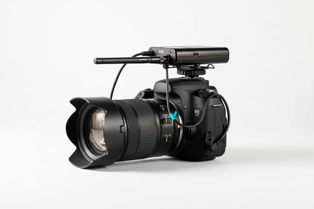 DSLR microphone fond blanc premium