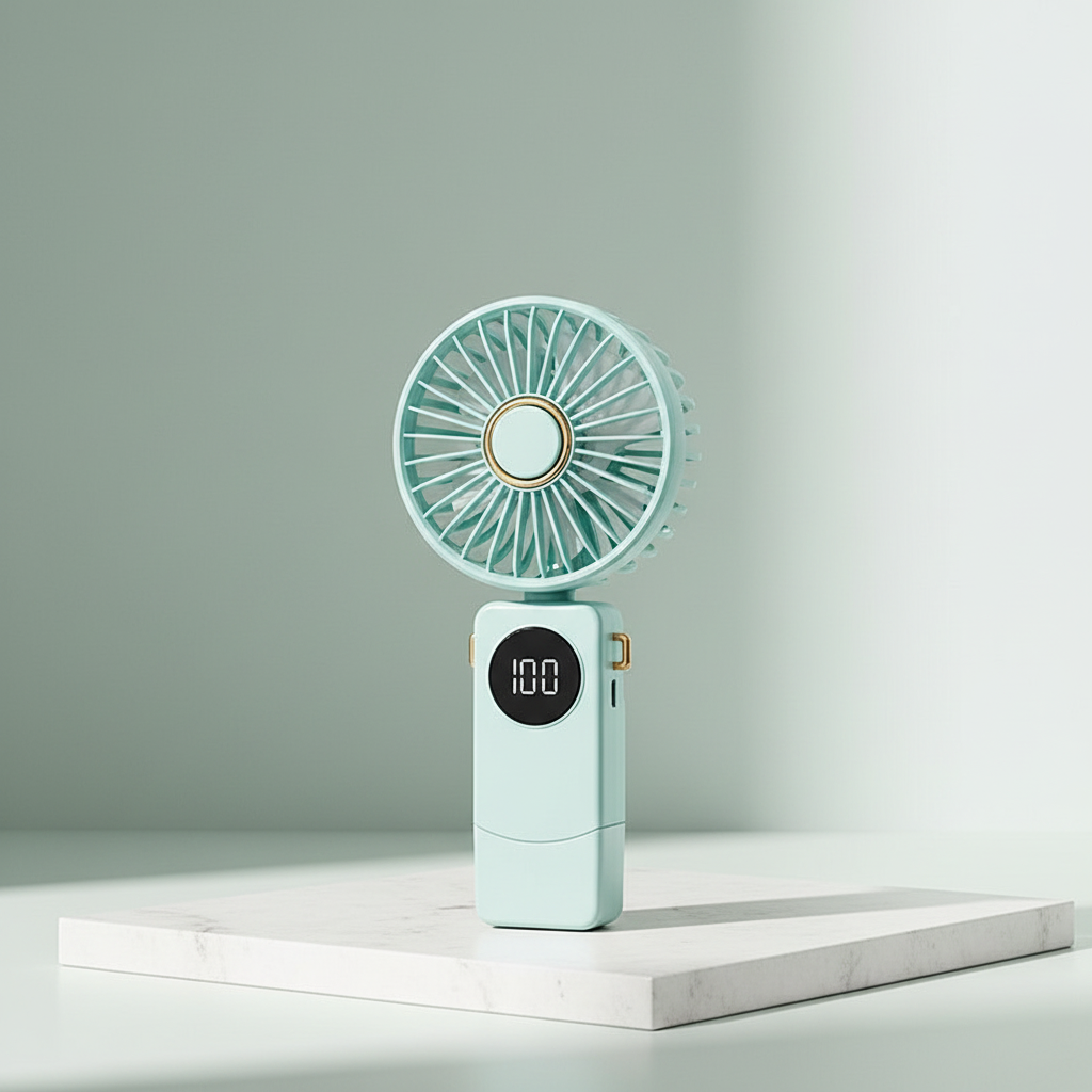 Alexia Nova Handheld Neck Fan — Foldable with Digital Display & USB Charging